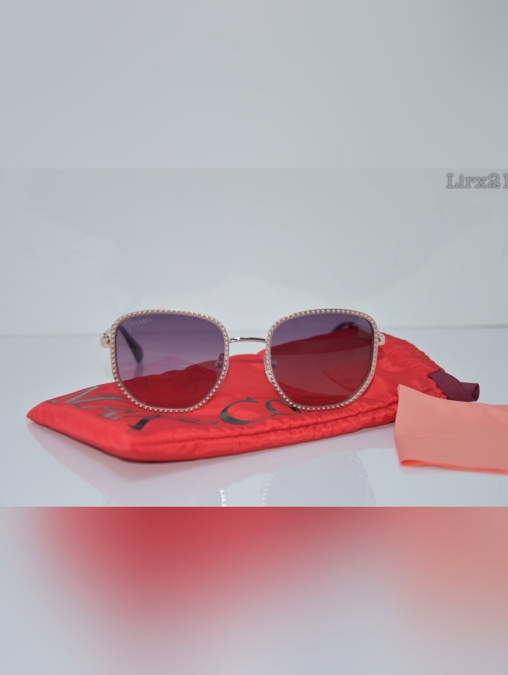 Max & Co. Pink to Purple Gradient Square Sunglasses with Pearl-Trim Frame